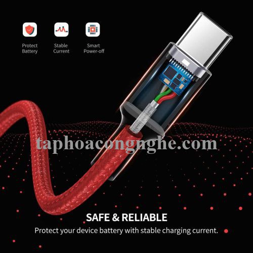 Ugreen 70294 0.5M màu đỏ cáp USB A ra type C hỗ trợ sạc nhanh 50CM đầu bọc nhôm chống nhiễu US292 30070294